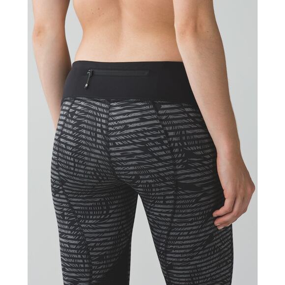 Lululemon Pace Rival Crop 22" Full-on Luxtreme Size 6 Stripe Play Slate Black - Picture 3 of 8